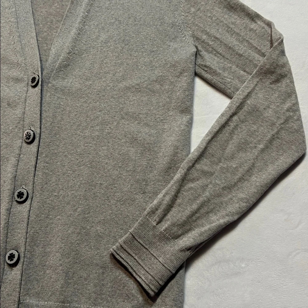 Tory Burch grey merino wool boyfriend full cardigan